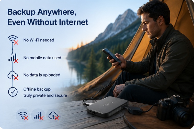 Backup Anywhere, Even Without Internet